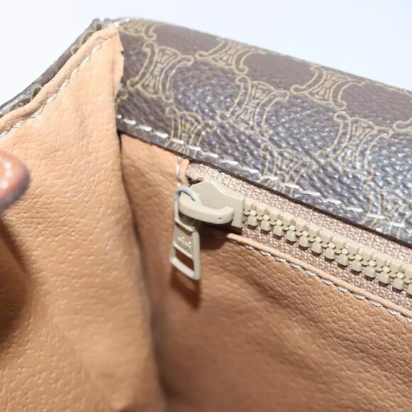 CELINE Macadam Canvas Shoulder Bag PVC Leather Brown Auth 89824 - Picture 10 of 16